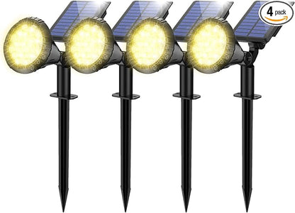 Solar Spot Lights for Outside, 21 LED Outdoor Solar Lights for Yard, 4 Pack Solar Spotlights Waterproof Auto On/Off for Landscape, Wall, Garden, Pool, Tree, Pathway and Driveway(Warm White)