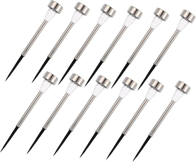 Yardwe 12pcs Solar Powered Landscape Lighting Lights Pathway Solar Outdoor Decor Stake Lights Garden Landscape Kit