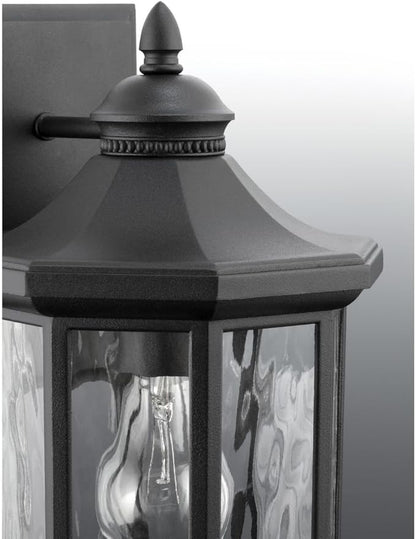 Progress Lighting Edition Collection 1-LightClear Water Glass Traditional Outdoor Medium Wall Lantern Light Textured Black
