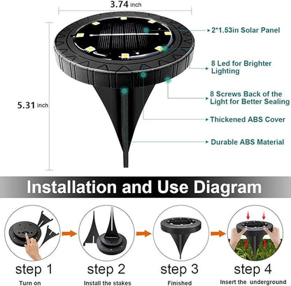 QUQUQ Solar Pathway Lights Solar Powered Ground Lights Waterproof Outdoor LED Disk for Garden Yard Patio Decor(12 Pack)