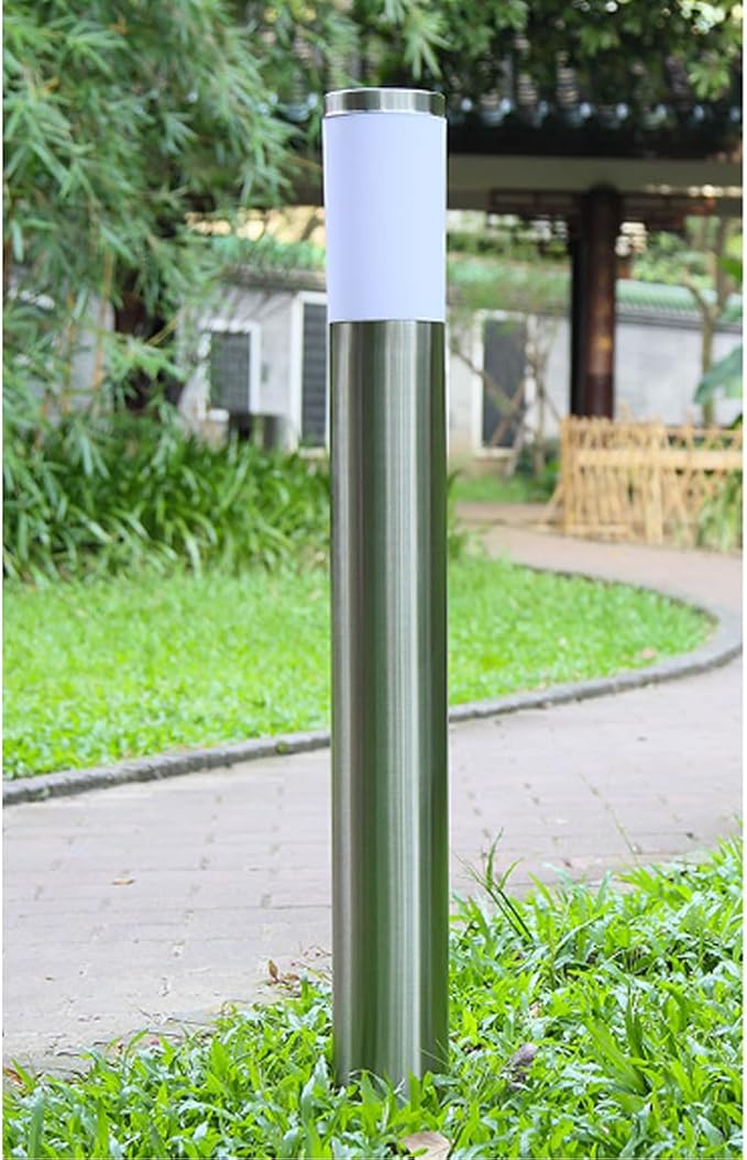 4pcs Solar Lawn Lights Stainless Steel Outdoor Garden Path Lights Cylindrical Landscape Lamps Solar Powered for Yard and Walkway