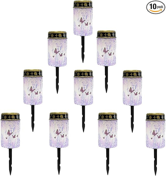 Butterfly Floral Solar Pathway Lights Outdoor LED Lantern Flameless Solar-Powered Fairy Lights for Outside,Waterproof Garden Lights for Yard Patio Driveway Path