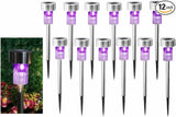 12PCS Purple Solar Outdoor Lights LED Steel Garden Solar Powered Landscape Driveway Light Lamp Yar Pathway Stake | Lumora