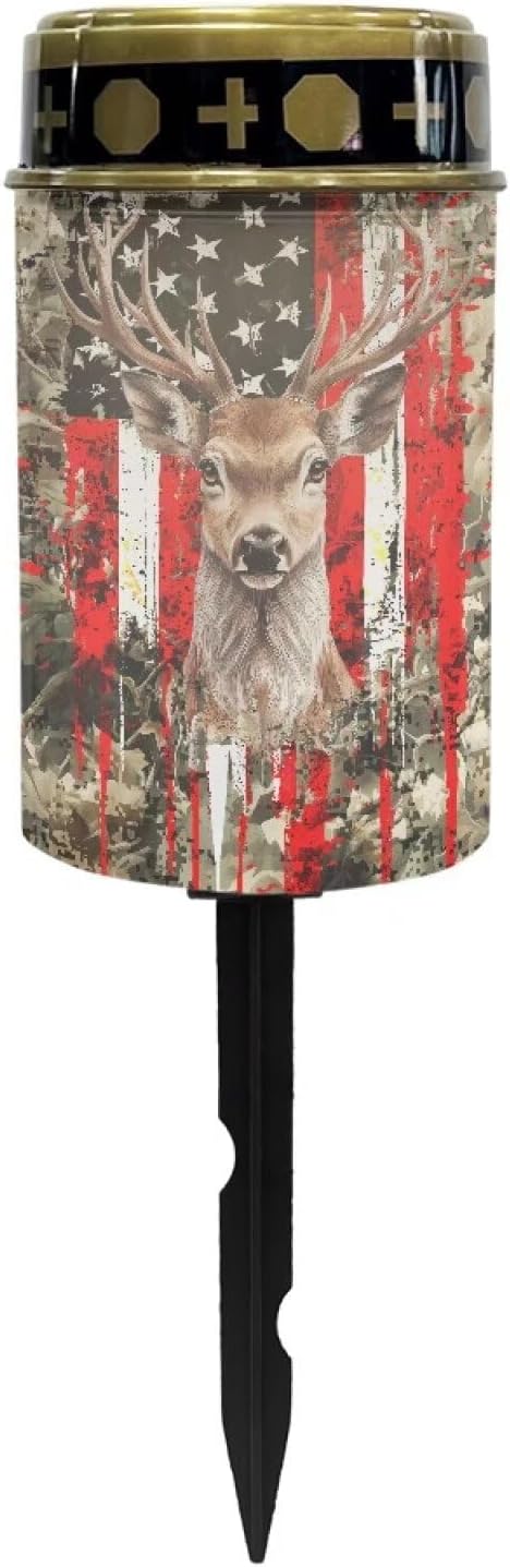 American Flag Deer Cemetery Cross Solar Lights Solar Light Outdoor for Cemetery, LED Waterproof Solar Lights for | Lumora