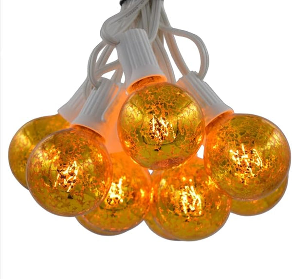 Hometown Evolution, Inc. Gold Outdoor Patio String Lights (50 ft, G50 Gold 2" Bulbs - White Wire) | Lumora