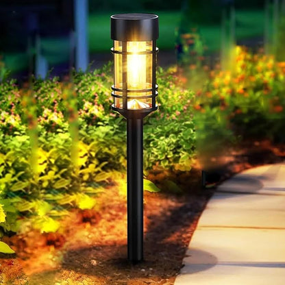 Solar Lights Outdoor，2 Pcs 3000K Waterproof Auto On/Off Solar Pathway Lights for Park, Courtyard, Lawn, Balcony, Terrace