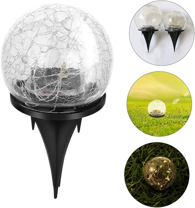 Kisangel Solar Cracked Globe Ground Light Warm Yellow Outdoor Garden Buried Lamp for Pathway Patio Lawn Decor Solar | Lumora