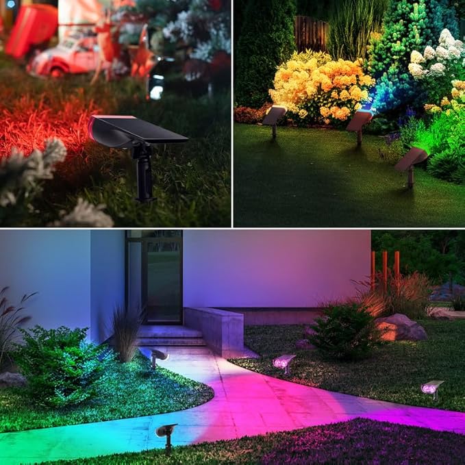 Linkind Solar Lights Outdoor Waterproof IP65, StarRay RGB Solar Spot Lights Outdoor, Color Changing Outdoor Solar | Lumora