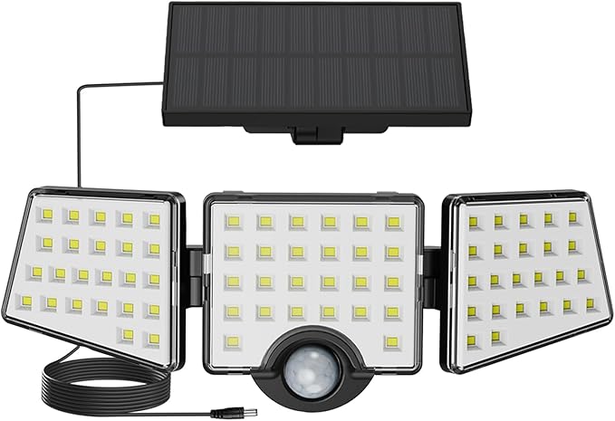 LE Bundle - Solar Flood Light 3 Adjustable Heads with Separeted Solar Panel & 25 ft Solar String Lights G40 Edison Bulbs String Lights