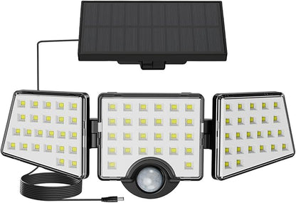 LE Bundle - Solar Flood Light 3 Adjustable Heads with Separeted Solar Panel & 25 ft Solar String Lights G40 Edison Bulbs String Lights