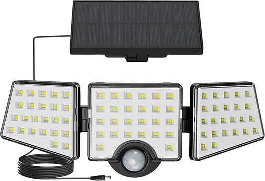 LE Bundle - Solar Flood Light 3 Adjustable Heads with Separeted Solar Panel & 25 ft Solar String Lights G40 Edison Bulbs String Lights