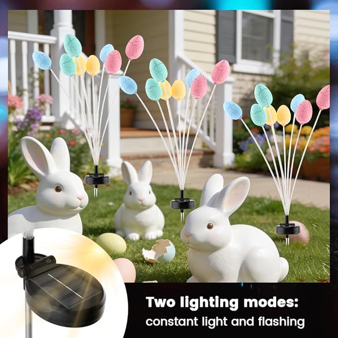 2Packs Solar Easter Decorations Outdoor, Colorful Swaying Firefly Lights with Growing Stem, 2 Modes, High | Lumora