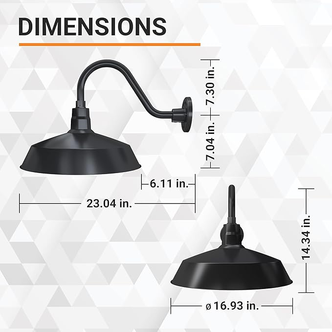 17in. Satin Black Outdoor Gooseneck Barn Light Fixture With 14.5 in. Long Extension Arm - Wall Sconce Farmhouse | Lumora