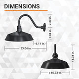 17in. Satin Black Outdoor Gooseneck Barn Light Fixture With 14.5 in. Long Extension Arm - Wall Sconce Farmhouse | Lumora