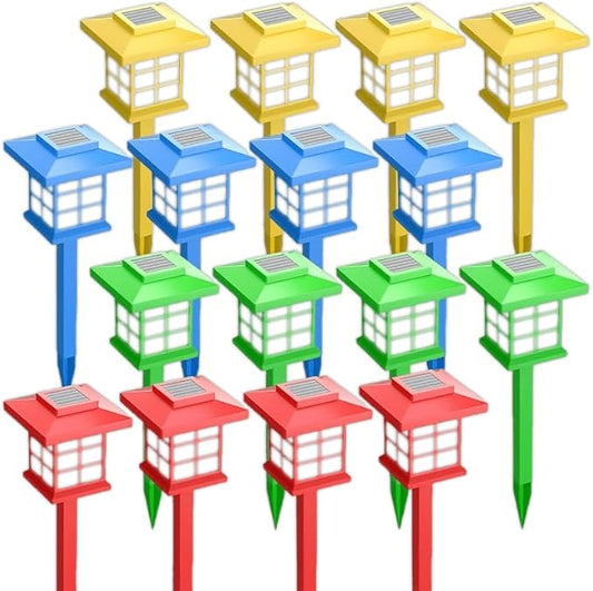 IP54 Waterproof Solar Lights Multi-Color Outdoor Lawn Lights Garden Path Holiday Decorative Lights (16 Packs of Multi-Colored)