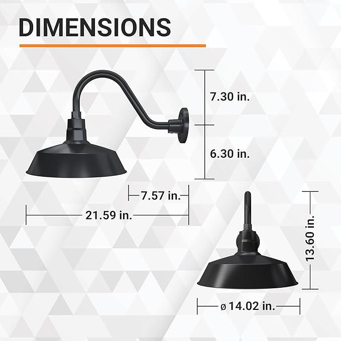 14in. Satin Black Outdoor Gooseneck Barn Light Fixture With 14.5 in. Long Extension Arm - Wall Sconce Farmhouse | Lumora