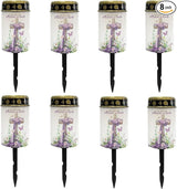 Cross Lavender Cemetery Lights for Grave,Solar Lantern Lights Outdoor Pathway Lights Solar-Powered Fairy Lights for | Lumora