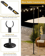 10Ft String Light Poles for Hard Surfaces, Outdoor Light Stand for Backyard, Garden & Patio Party Lighting | Lumora