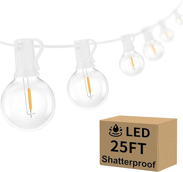 Bosceos Outdoor G40 LED Globe String Lights 25FT Dimmable Shatterproof Waterproof Patio Lights with 12+2 Bulbs | Lumora