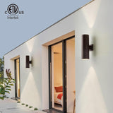 mirrea 18" Modern Outdoor Porch Light Patio Light in 2 Lights with Aluminum Cylinder and Tempered Glass Cover | Lumora