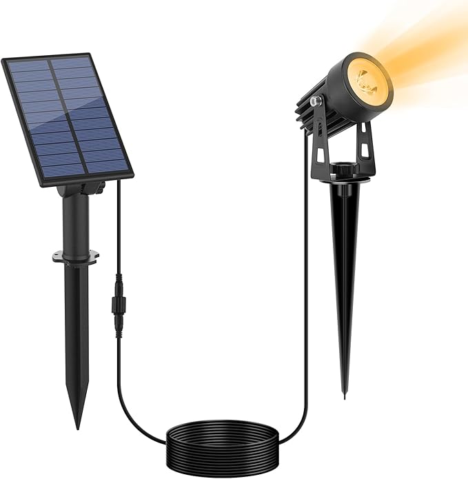 APONUO Metal Solar Spot Lights Outdoor with 9.8ft Cable Solar Powered Landscape Lighting Low Voltage IP65 | Lumora