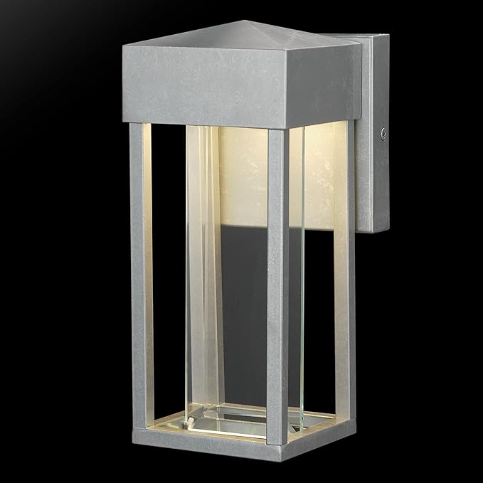 GLOBE Electric 44880 Bowie 1-Light LED Integrated Outdoor Wall Sconce, Galvanized Steel, Bulb Not Included | Lumora