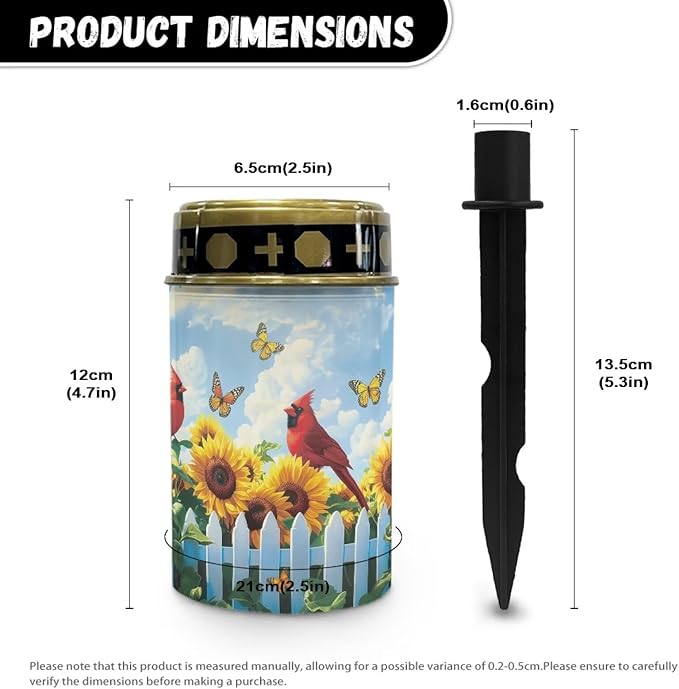 Butterfly Solar Lights Outdoor Waterproof Walkway Cardinal Sunflower Solar Lights for Outside Decorations in Memory of Loved Ones