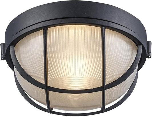 Trans Globe Lighting 41515 BK Aria Collection 11 Inch One Light Outdoor Ceiling Lantern Style Flush Mount I White Finish I Traditional Style Light Fixture I