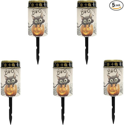 Halloween Black Cat Pumpkin Outdoor Solar Lights Solar Stake Lights Waterproof Halloween Decor Solar Walkway Lights Yard Pathway Light Solar Lantern,Wall Light Auto On/Off