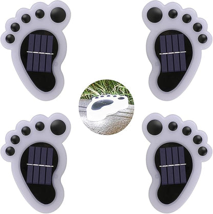 Led Footprint Solar Lights(Cold White), Waterproof Outdoor Gardent Lights, Lawn Landscape Path Lights