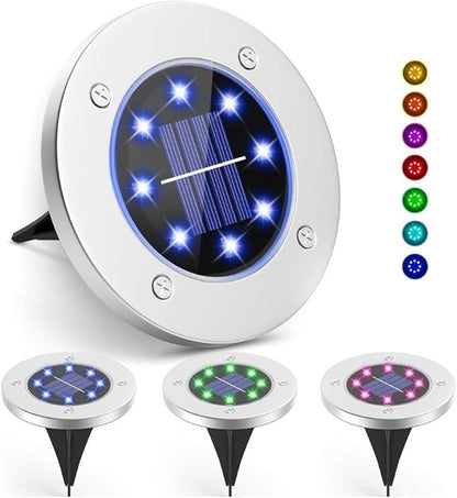 Lxcom Lighting 4 Pack Solar Path Lights Color Changing Solar Pathway Lights 7 Colors Solar Garden Lights Waterproof Outdoor Landscape Lights for Garden Lawn Yard Patio Walkway (Multicolor)