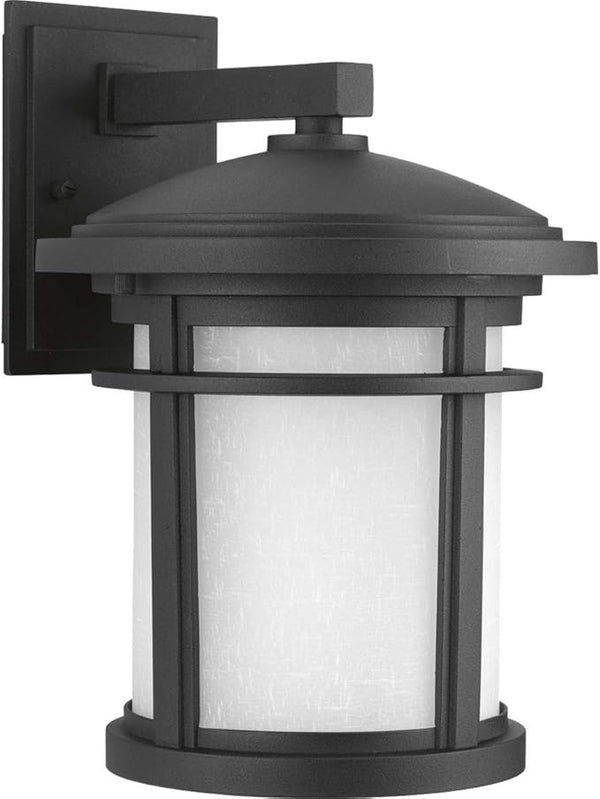 Progress Lighting Wish LED Collection 1-Light Etched White Linen Glass Craftsman Outdoor Medium Wall Lantern Light | Lumora