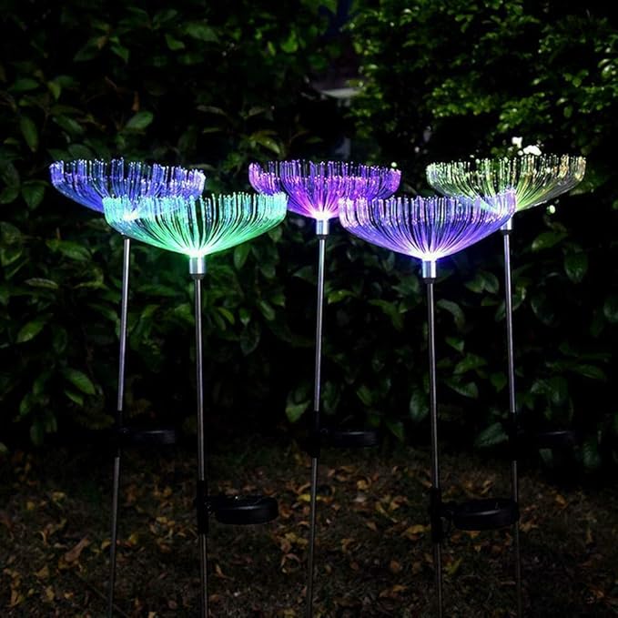Solar Fiber Optic Outdoor Garden Decorative Changing Color Solar Lights (2 Pack)