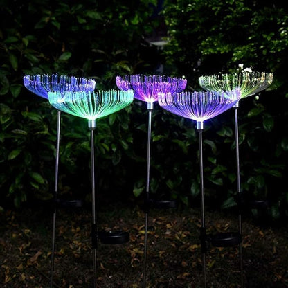Solar Fiber Optic Outdoor Garden Decorative Changing Color Solar Lights (2 Pack)