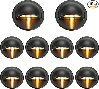 FVTLED Pack of 10 Warm White Low Voltage LED Deck Lights kit Φ1.38 Outdoor Garden Yard Decoration Lamp Recessed Landscape Pathway Step Stair Warm White LED Lighting, Black