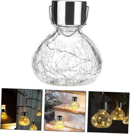 POPETPOP Solar Garden Lights Cracked Texture Glass LED Solar Pathway Lights Unique Outdoor Decorative Lighting for Patio and Landscape Warm Glow