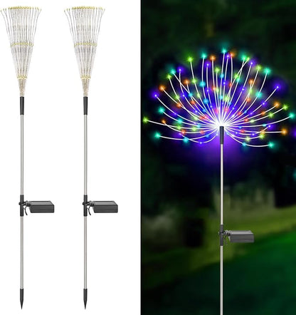 2PACK Solar Firework Lights outside150LEDs 8 Lighting Mode Sensor Light Waterproof for Garden Decoration Yard Pathway Christmas ，Halloween，Parties，Wedding， Christmas Decoration