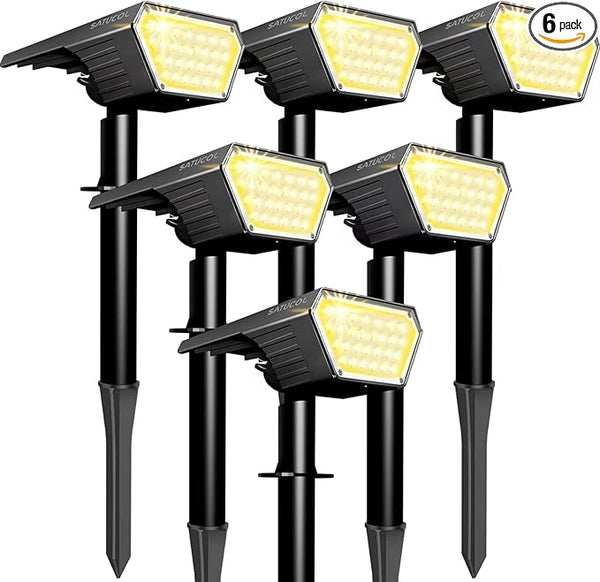 6 Pack Solar Spot Lights Outdoor,Auto On/Off Solar Lights Outdoor Waterproof IP65,2-in-1 Solar Powered Outdoor | Lumora
