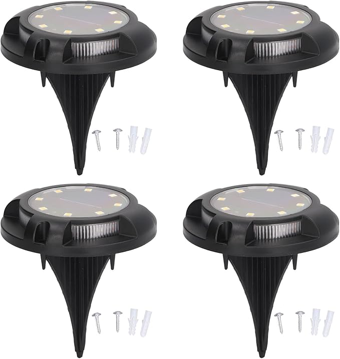 Solar Ground Lights 4 Sets 5W Colorful Gradient Side Glowing Waterproof IP65 Outdoor Garden Lamps - Automatic | Lumora