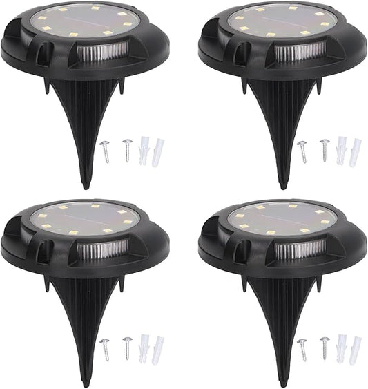 Solar Ground Lights 4 Sets 5W Colorful Gradient Side Glowing Waterproof IP65 Outdoor Garden Lamps - Automatic Lighting, Warm & Colorful for Lawn & Pathway Decora