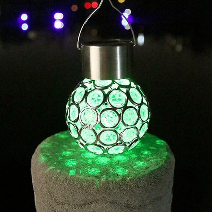 ansu Solar Light LED Lantern Outdoor Waterproof Hollow Small Light Chandelier Path Light (Multi-Color)