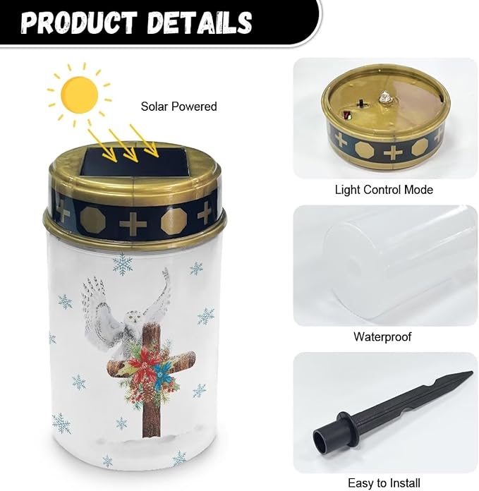 Peace Dove Cross Solar Garden Light Solar Powered Lights Outdoor Solar Garden Light Outside Solar Yard Lights Waterproof Landscape Path Light Solar Powered Lantern
