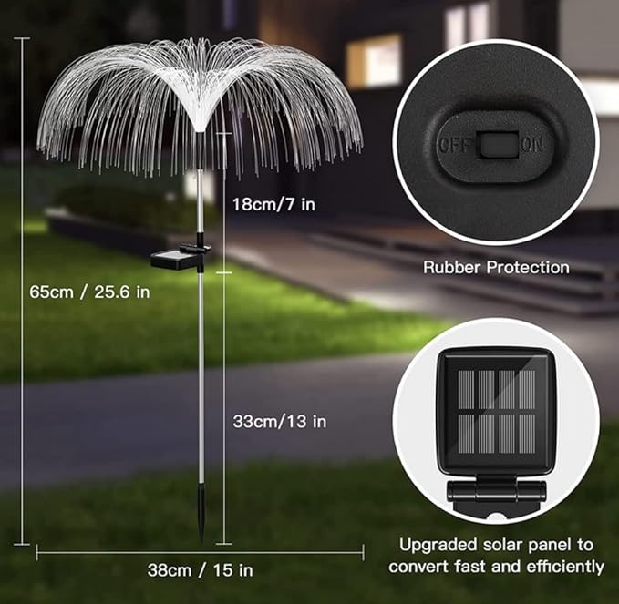 anso 2Pcs Color-Changing LED Solar Powered Jellyfish Stake Path Lights Yard Garden Decor
