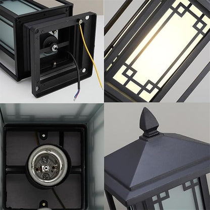New Chinese Style Rural Villa Gate Super Bright Pillar Lights, American Black Post Light Outdoor Landscape Column Exterior Yard Garden Patio Decor Lamp
