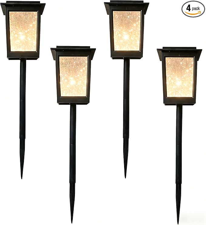 4Pack Solar Pathway Lights with Prismatic Glow Waterproof Garden Landscape Lighting for Path, Yard, Walkway, Driveway Decor