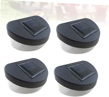 Amosfun 4pcs Solar Led Outdoor Garden Lights Black Fence Lamps for Pathway Wall and Porch Decor Solar Energy Powered Lighting for Courtyards and Parks