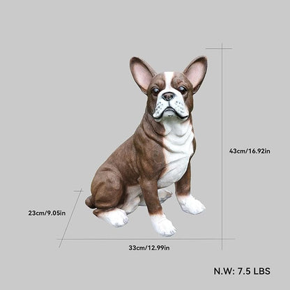 Outdoor Boston Terrier Dog Statue with Interchangeable Welcome Sign and Detachable Solar Lantern –LED Light Garden Dog Sculpture Décor, Cute Puppy Design for Yard, Porch, Gift