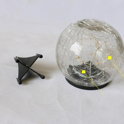 2pcs Solar Lawn Lights Outdoor Garden Path Lights Waterproof Cracked Ball Design 12cm Warm Yellow 30 LED Landscape Lighting for Yard and Patio