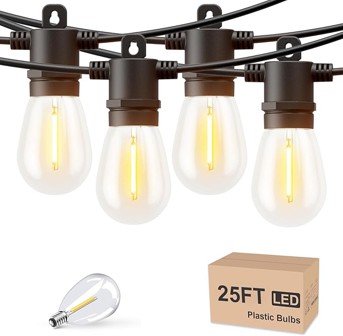 Svater Outdoor String Lights 50 FT + Patio Lights for Outside 25 FT