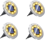 SagaSave 4 Pcs Solar Light with 8 LED Light Beads Outdoor Waterproof Garden Light Pathway Disk Bright in Ground | Lumora